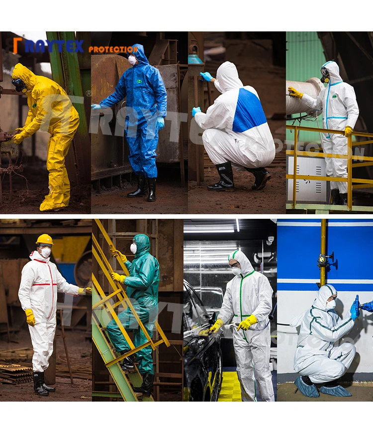 White Polypropylene Nonwoven Type 4/5/6 Waterproof Safety Non Woven SMS Microporous Protection PPE Suit Disposable Coverall